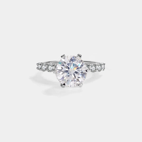 Color Moissanite Pave Engagement Ring in 925 Sterling Silver