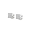 Sterling Silver Round Moissanite Square Shape Stud Earrings RP+GP 3/8 Cttw