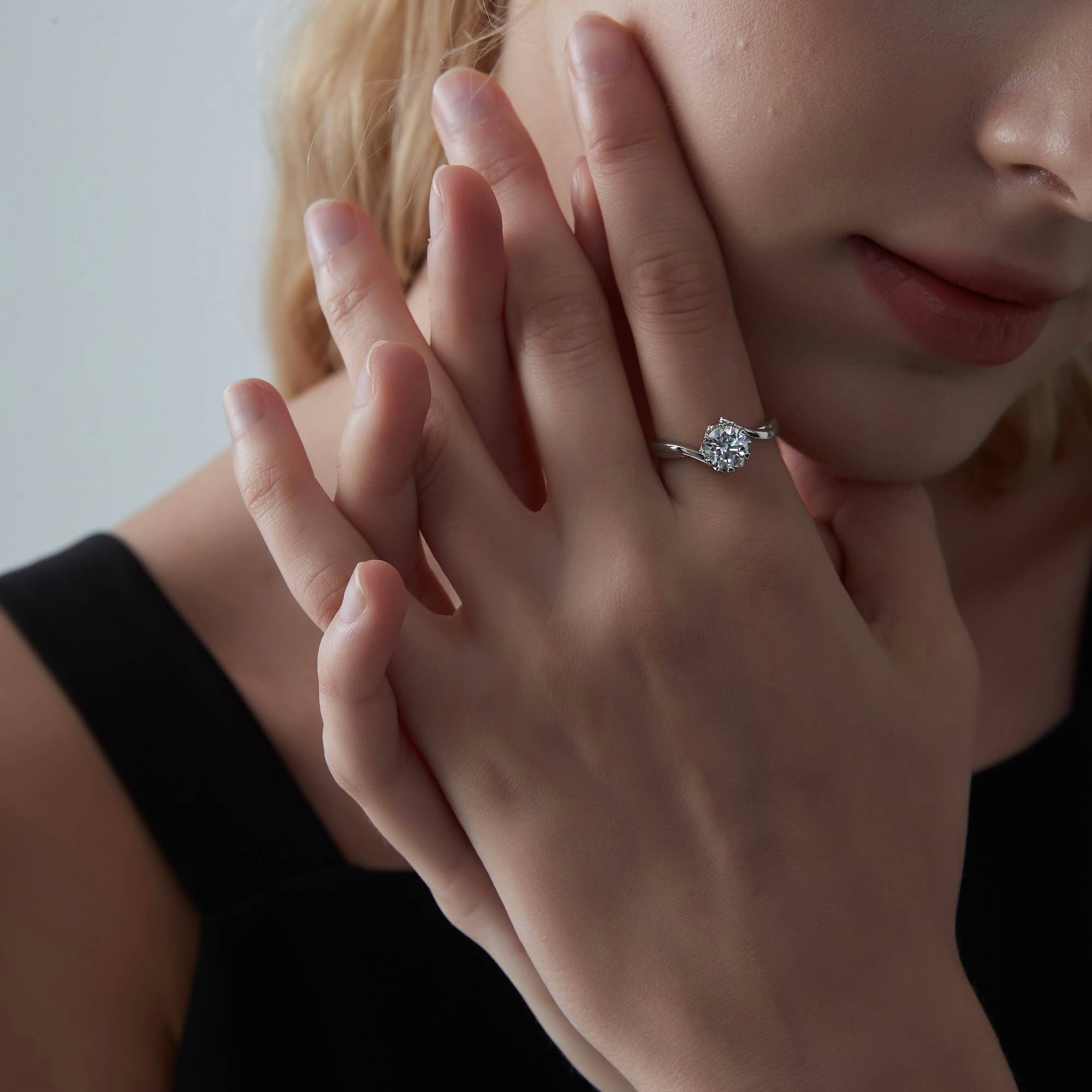 Snowflake Moissanite Engagement Ring in 925 Sterling Silver
