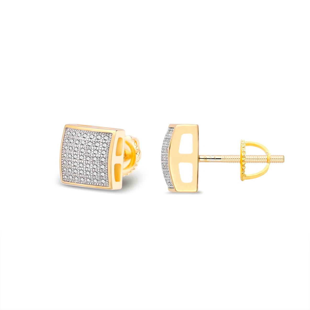 Sterling Silver Round Moissanite Square Shape Stud Earrings RP+GP 3/8 Cttw