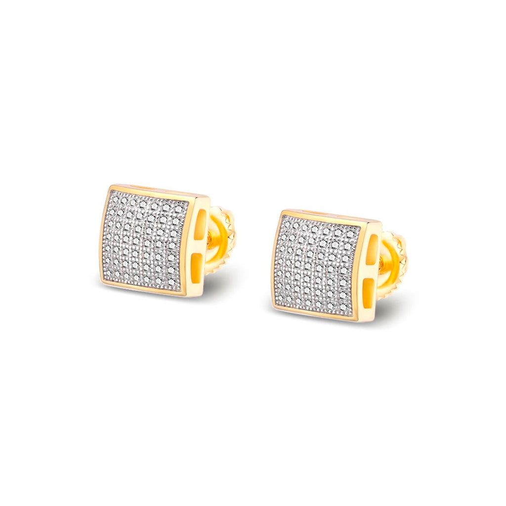 Sterling Silver Round Moissanite Square Shape Stud Earrings RP+GP 3/8 Cttw