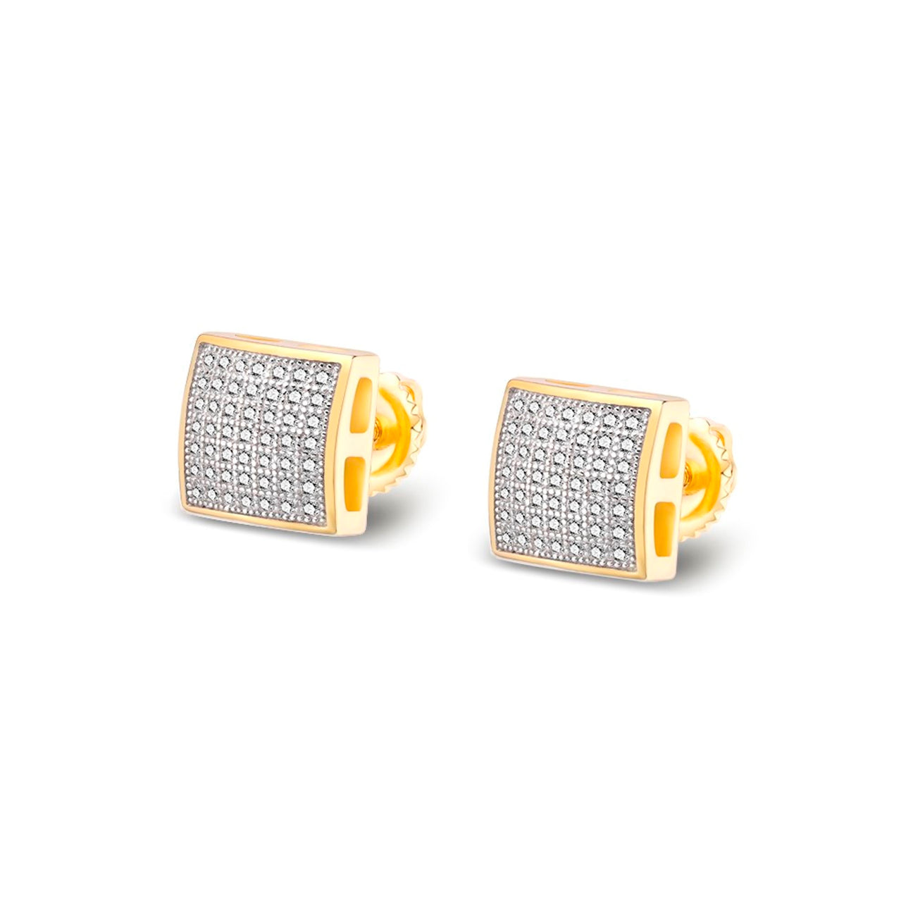 Sterling Silver Round Moissanite Square Shape Stud Earrings RP+GP 3/8 Cttw
