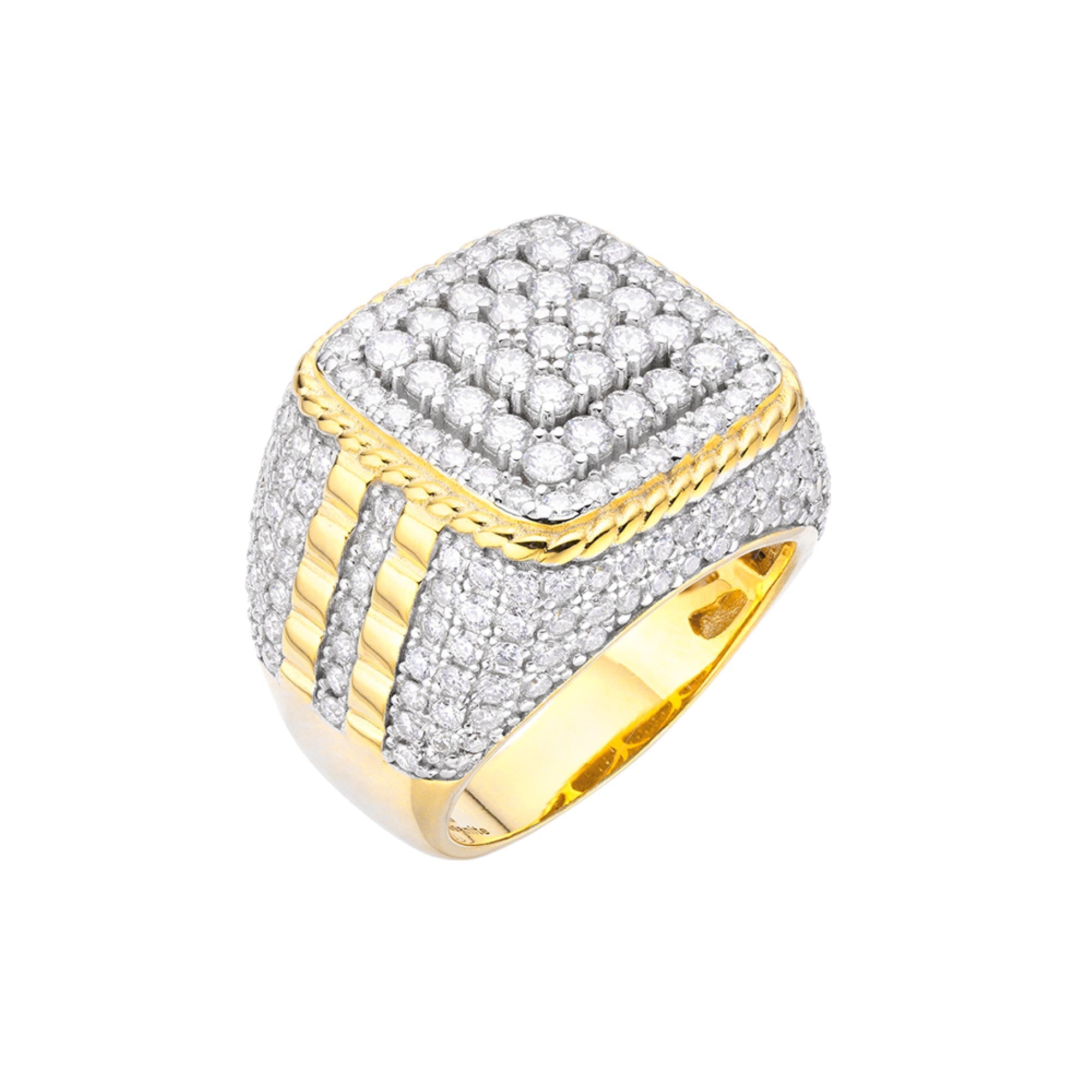 Sterling Silver Moissanite Carat Mens Ring Size 10 (RP)+GP 4-1/4 Cttw