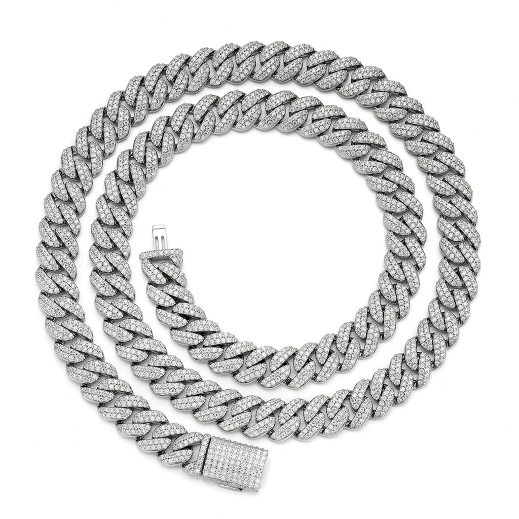 Sterling Silver Moissanite 10Mm Cuban Chain 22 Inch RP 13-5/8 Cttw