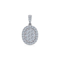 14K White Gold Moissanite Oval Shape Halo Floral Womens Designer Pendants 1-1/4 Cttw
