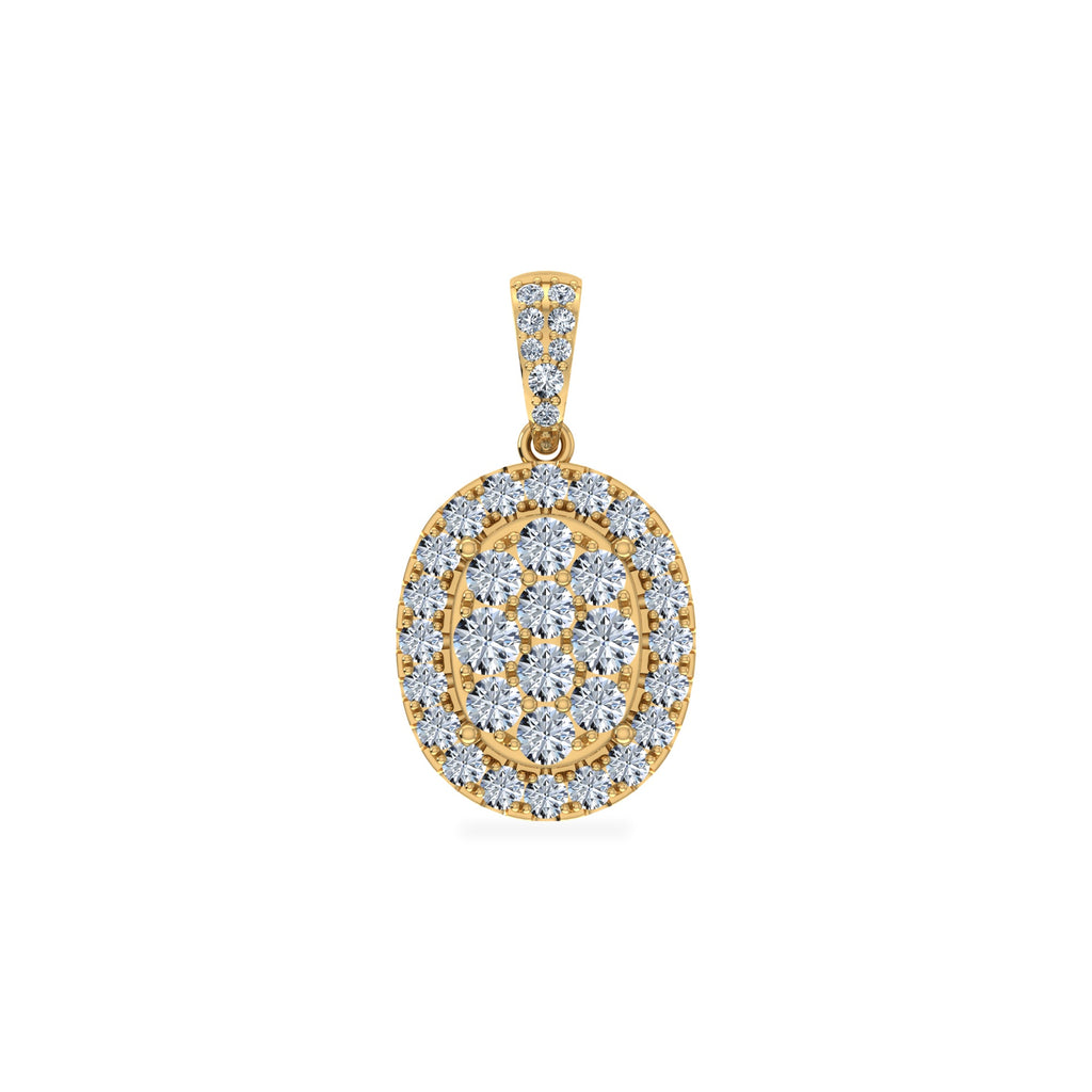 14K Yellow Gold Moissanite Oval Shape Halo Floral Womens Designer Pendants 1-1/4 Cttw