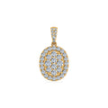 14K Yellow Gold Moissanite Oval Shape Halo Floral Womens Designer Pendants 1-1/4 Cttw