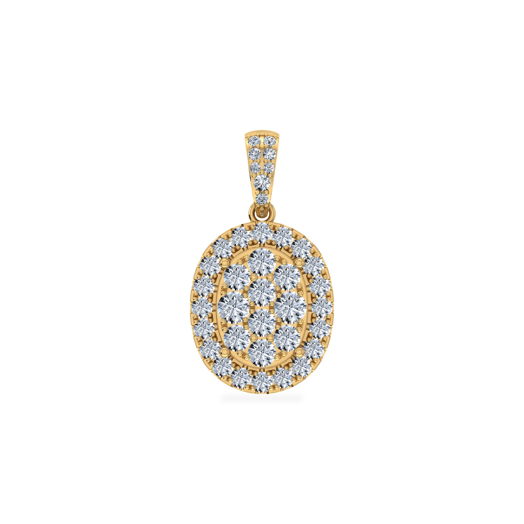 14K Yellow Gold Moissanite Oval Shape Halo Floral Womens Designer Pendants 1-1/4 Cttw