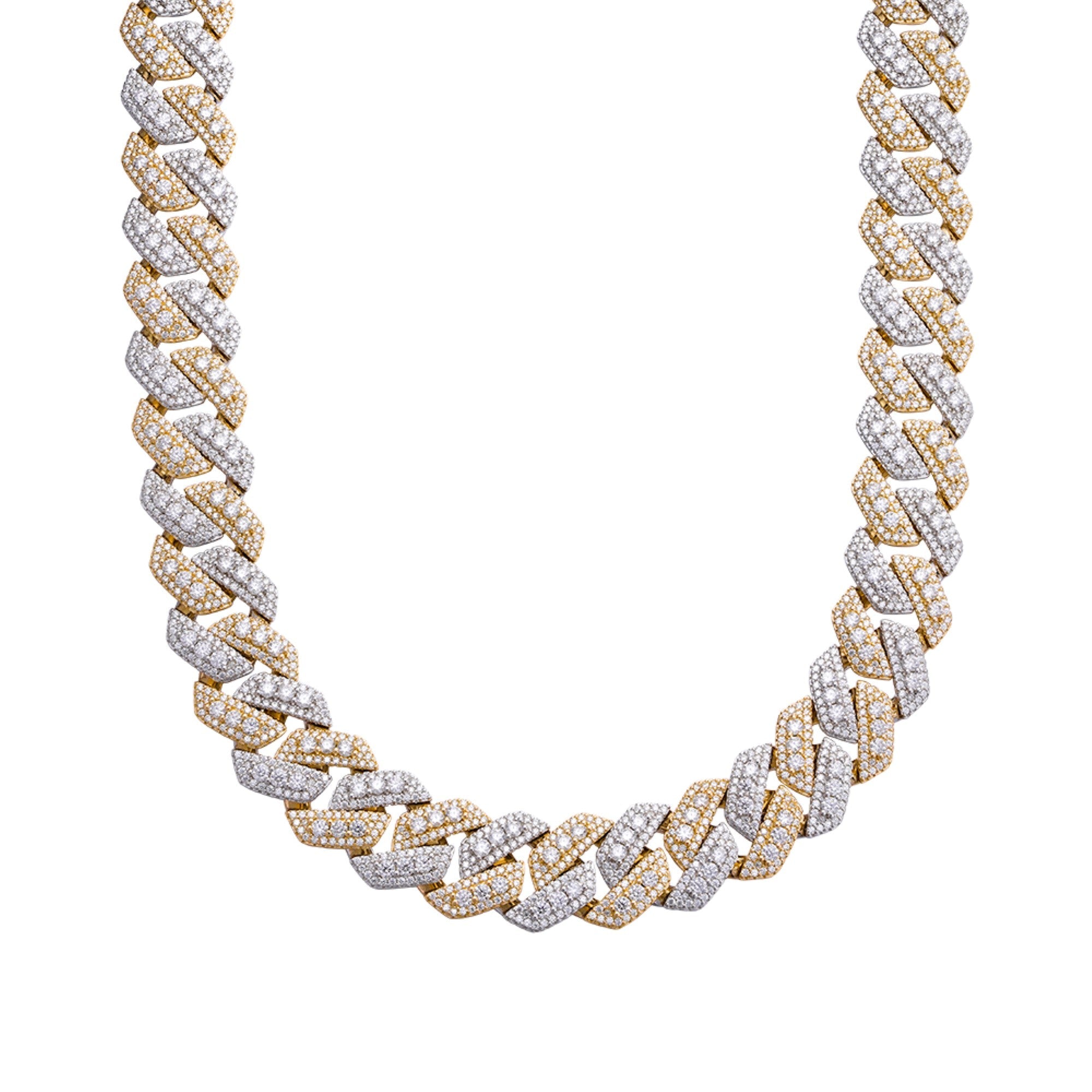 Sterling Silver Round Big Stone in Center Surrounded with Small Stones 20mm Moissanite Cuban Chain 22Inch Necklace RP+GP 55-5/8 Cttw