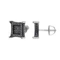 Sterling Silver Round Black Moissanite Square Shape Stud Earrings BP+RP 7/8 Cttw