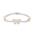Sterling Silver Round Baguette 3mm Tennis Moissanite Butterfly Designer 7Inch Bracelet RP+GP 6 Cttw