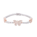 Sterling Silver Round Baguette 3mm Tennis Moissanite Butterfly Designer 7Inch Bracelet RP+PP 6 Cttw