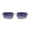 S.Silver Round Moissanite Cartier Square Shape Gray Lens Wooden Glasses RP 2-1/3 Cttw