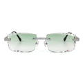 Sterling Silver Round Moissanite Cartier Square Shape Green Lens Wooden Glasses RP 2-1/3 Cttw