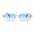 Sterling Silver Round Moissanite Cartier Square Shape Blue Lens Wooden Glasses GP 2-1/3 Cttw