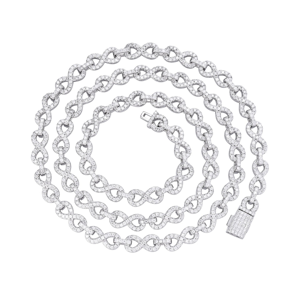 Sterling Silver 6mm Round Moissanite Infinity 22 Inch Designer Necklace RP 7-1/8 Cttw