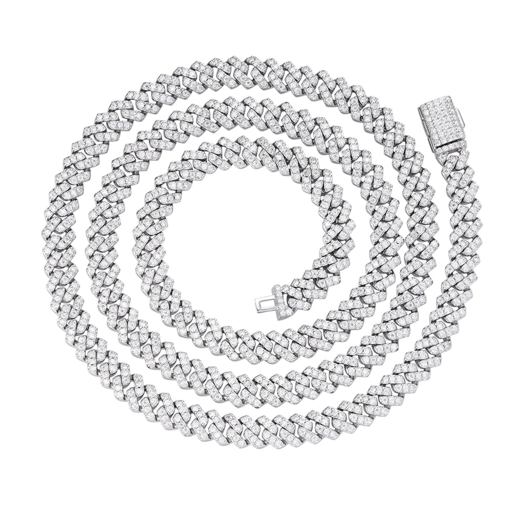 Sterling Silver 6mm Round Moissanite Cuban 22 Inch Necklace RP 5-3/8 Cttw