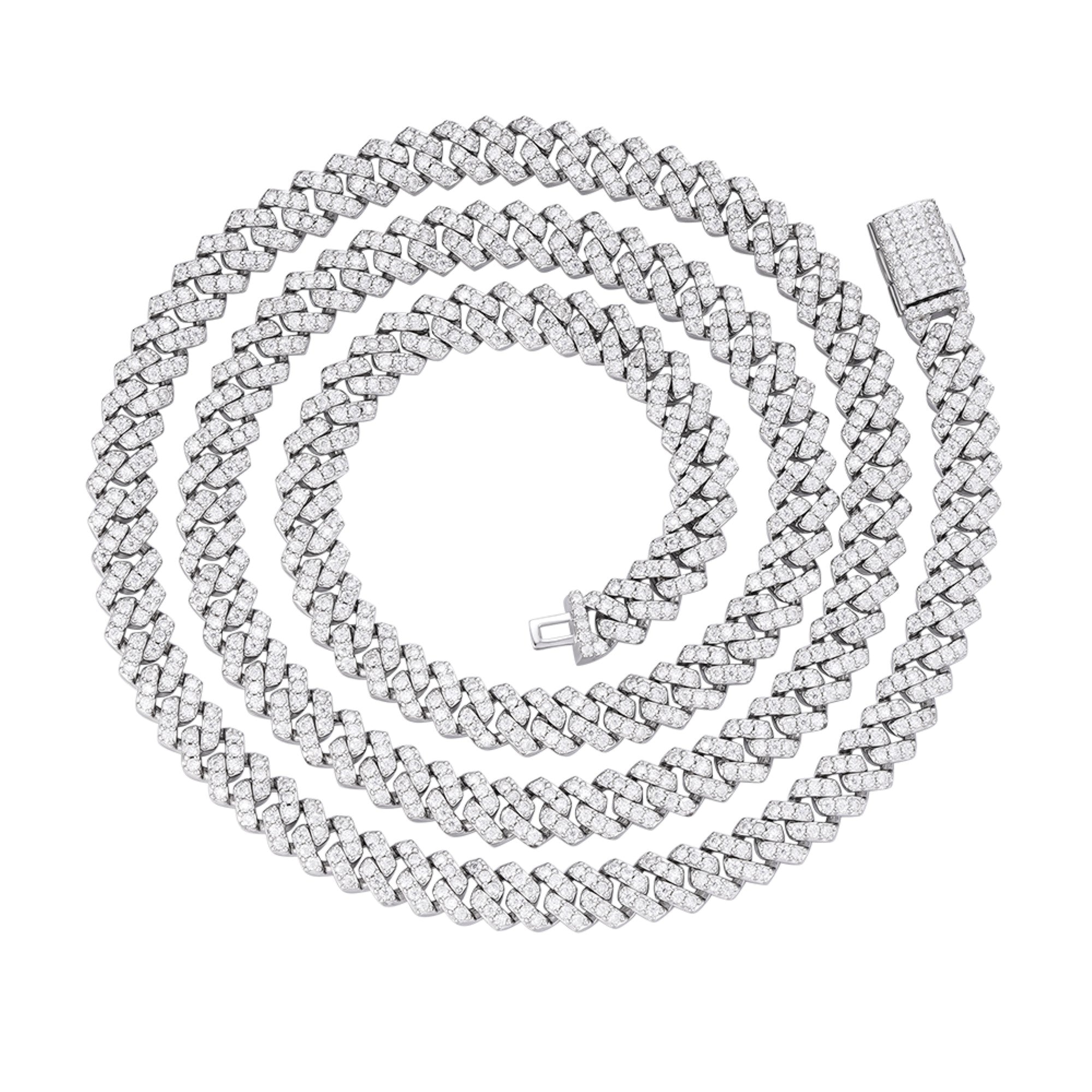 Sterling Silver 6mm Round Moissanite Cuban 22 Inch Necklace PP 5-3/8 Cttw