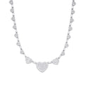 Sterling Silver Round Baguette Moissanite Heart Designer 18 Inch Necklace RP 14-5/8 Cttw