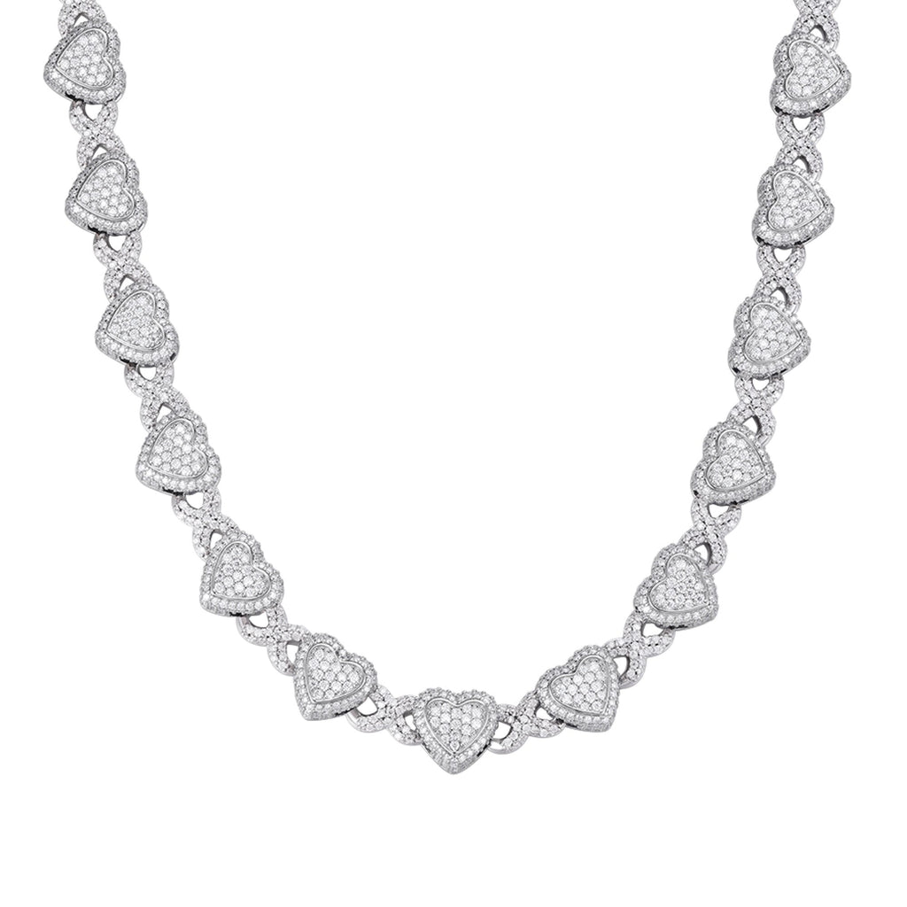 Sterling Silver Round Moissanite Infinity Heart Designer 18 Inch Necklace RP 19 Cttw