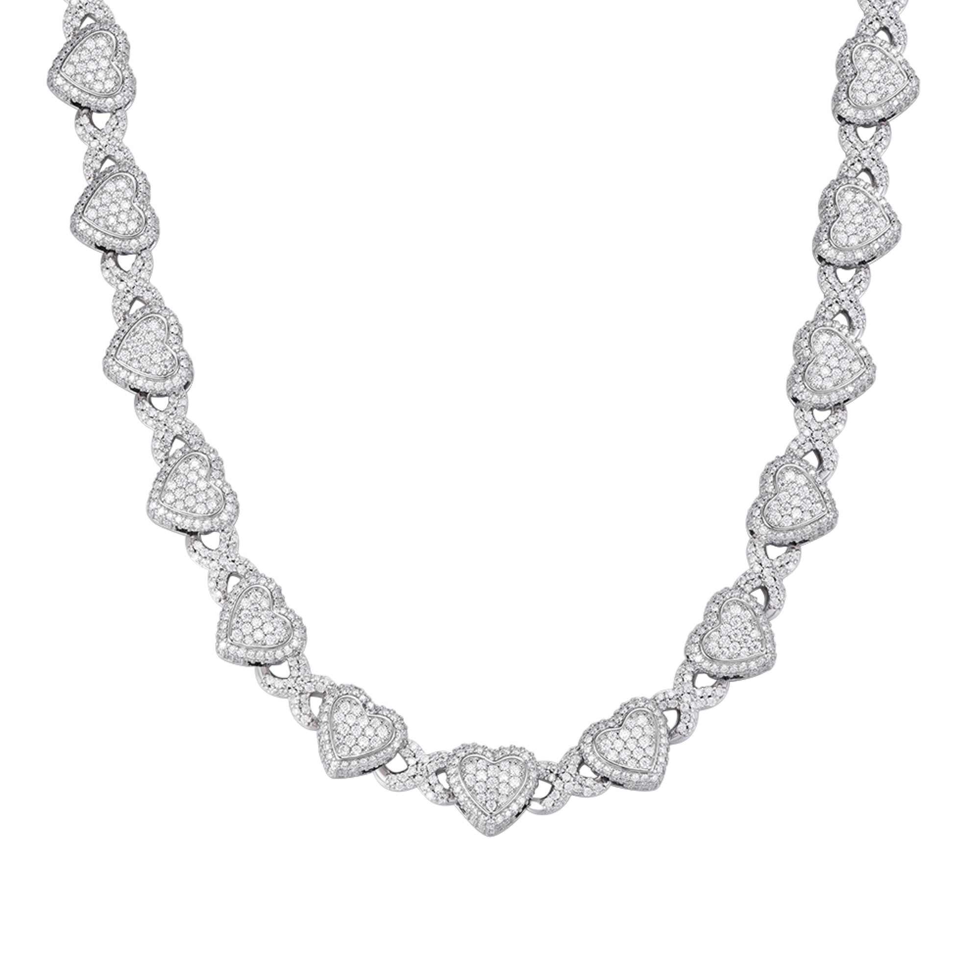 Sterling Silver Round Moissanite Infinity Heart Designer 18 Inch Necklace RP 19 Cttw