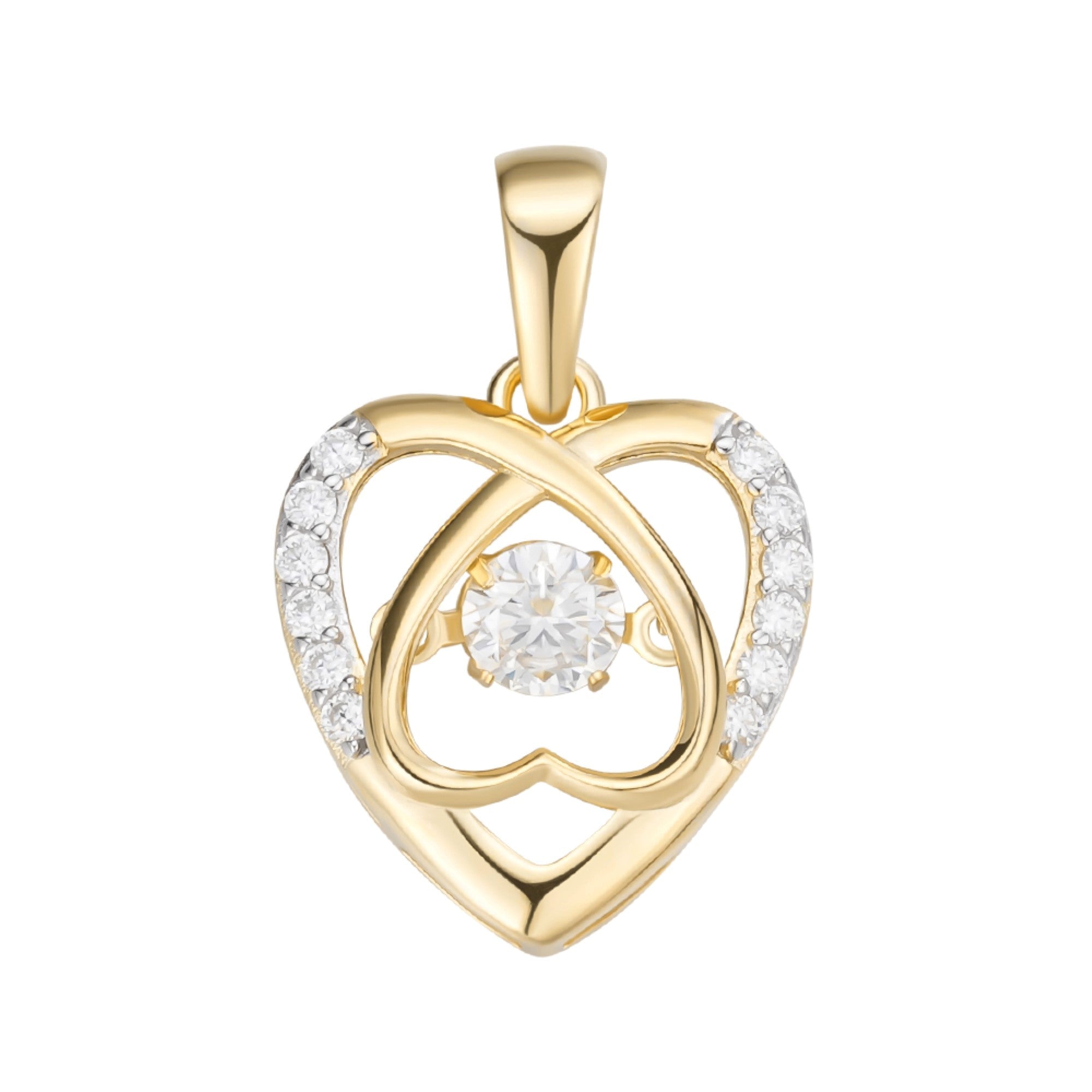 Sterling Silver Round Moissanite Infinity Heart Designer Pendant RP+GP 3/8 Cttw