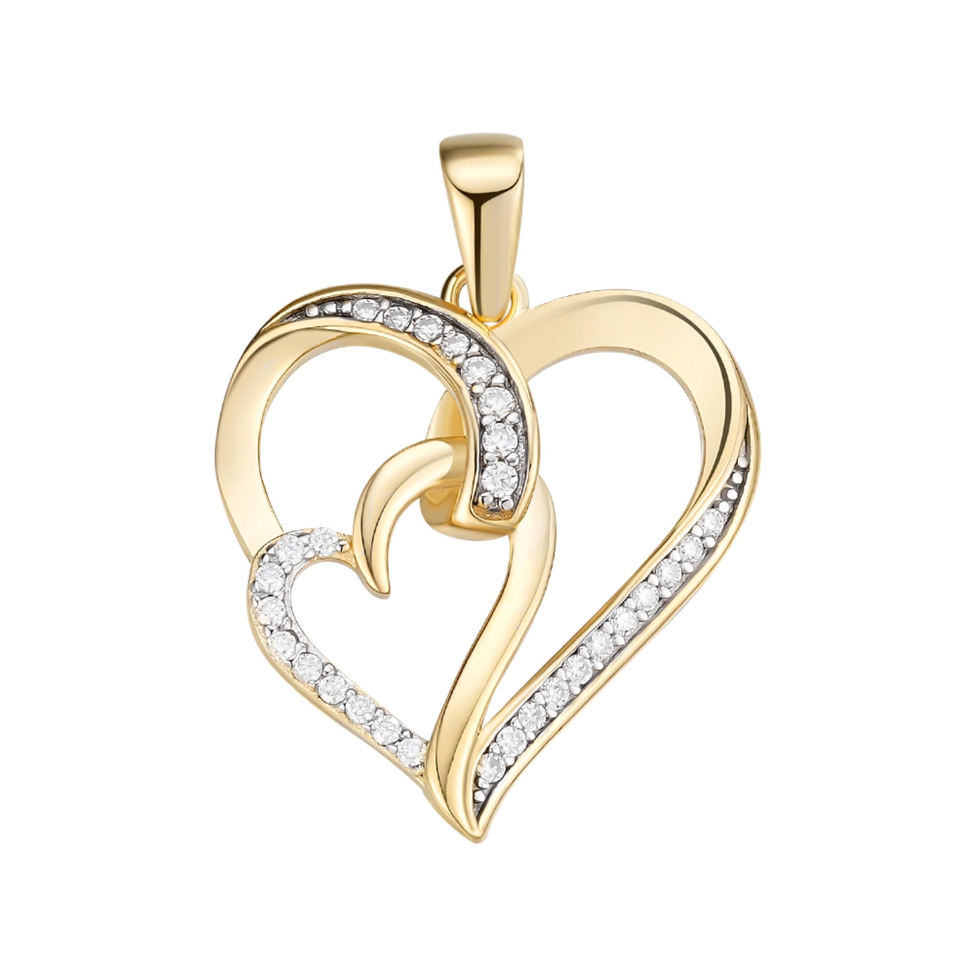 Sterling Silver Round Moissanite Double Heart Infinity Designer Pendant RP+GP 1/6 Cttw