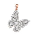 Sterling Silver Round Fancy Moissanite Butterfly Animal Pendant RP+PP 2-1/8 Cttw