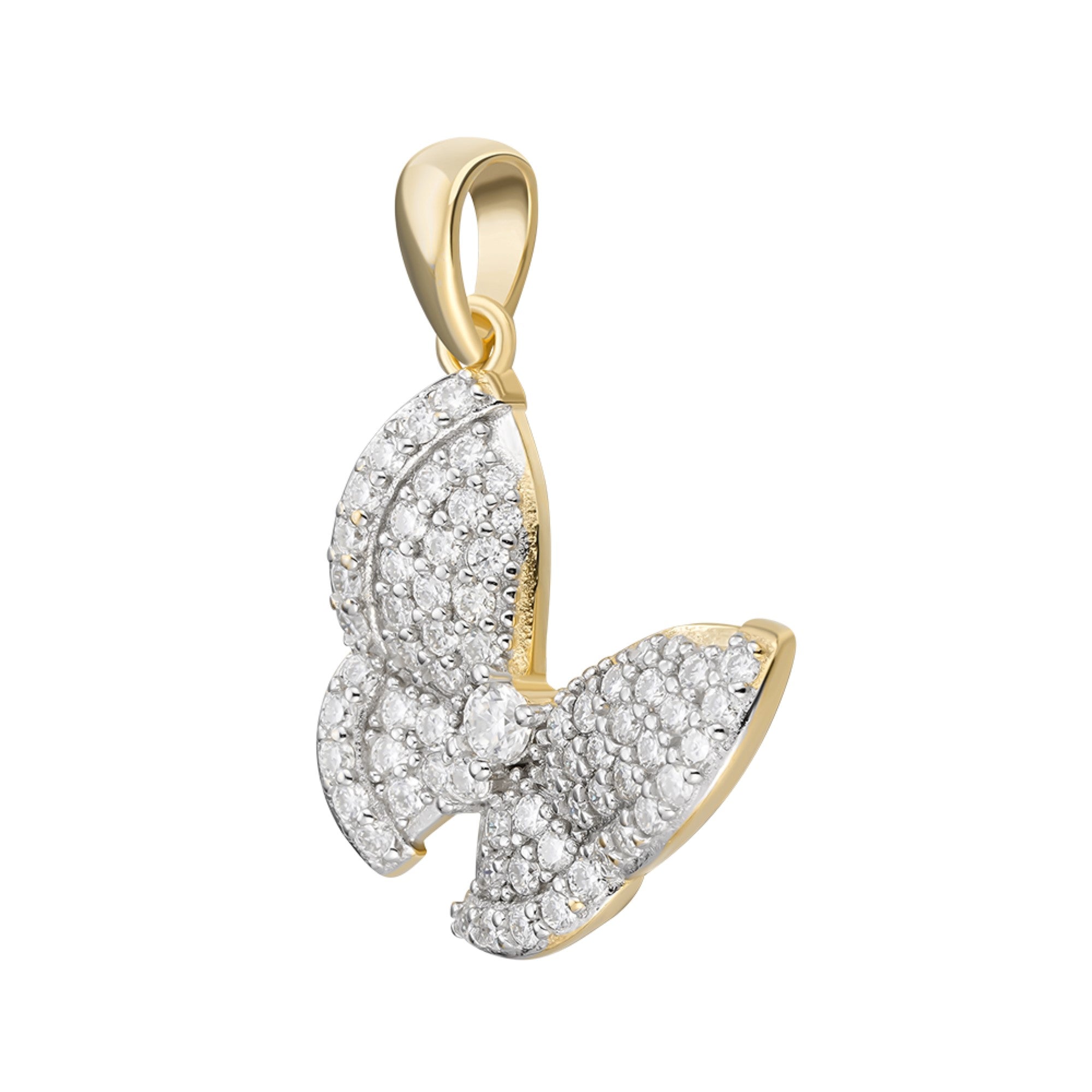 Sterling Silver Round Moissanite Butterfly Animal Pendant RP+GP 3/4 Cttw