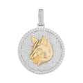 Sterling Silver Round Moissanite Wolf Animal Pendant RP+GP 10-7/8 Cttw
