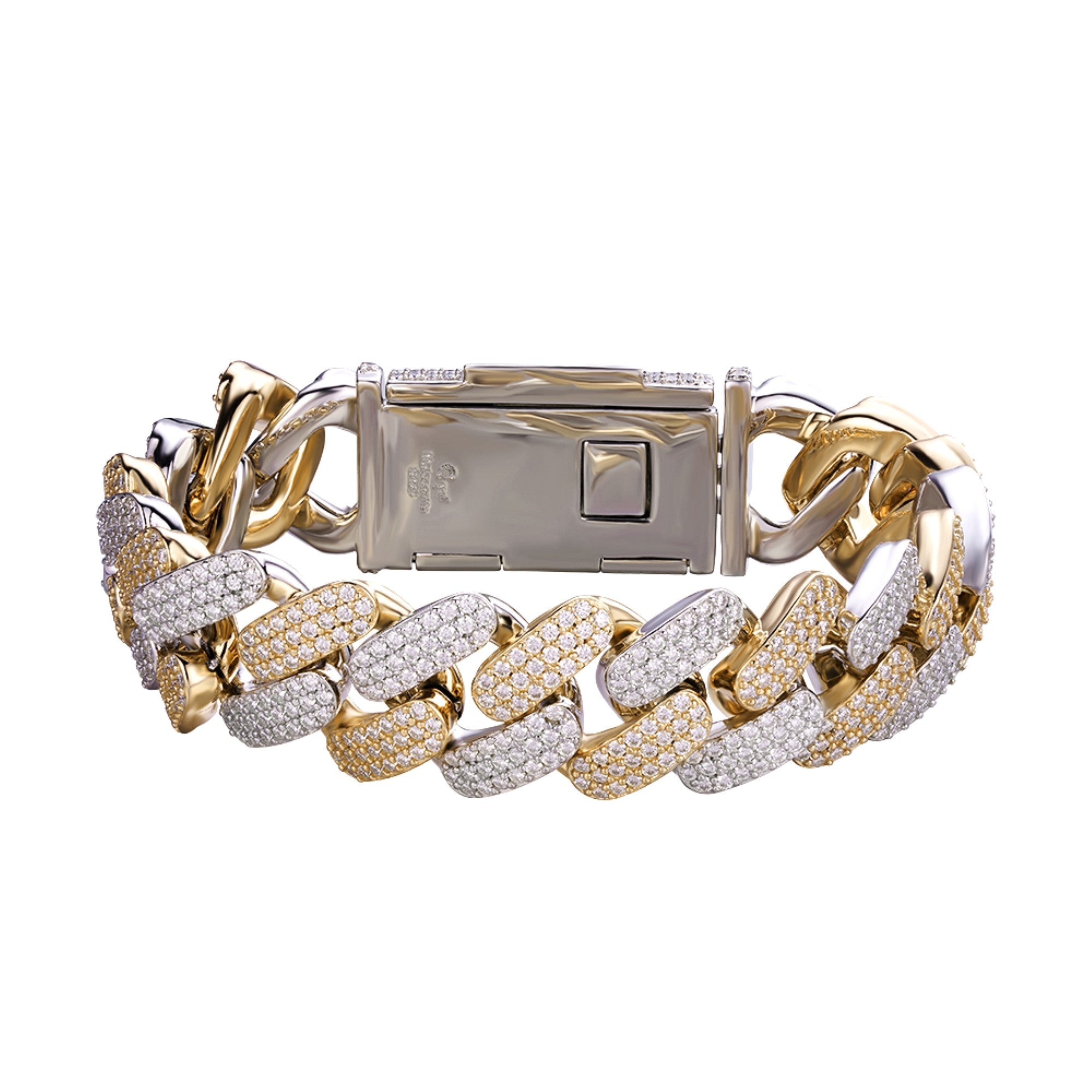 Sterling Silver Moissanite18mm Miami Cuban 8.50 Inch Mens Bracelet RP+GP 17-1/3 Cttw