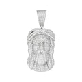 Sterling Silver Round Moissanite Jesus Religious Pendant RP 3-3/4 Cttw