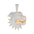 Sterling Silver Round Moissanite Bull Dog Animal Pendant RP+GP 15-3/4 Cttw