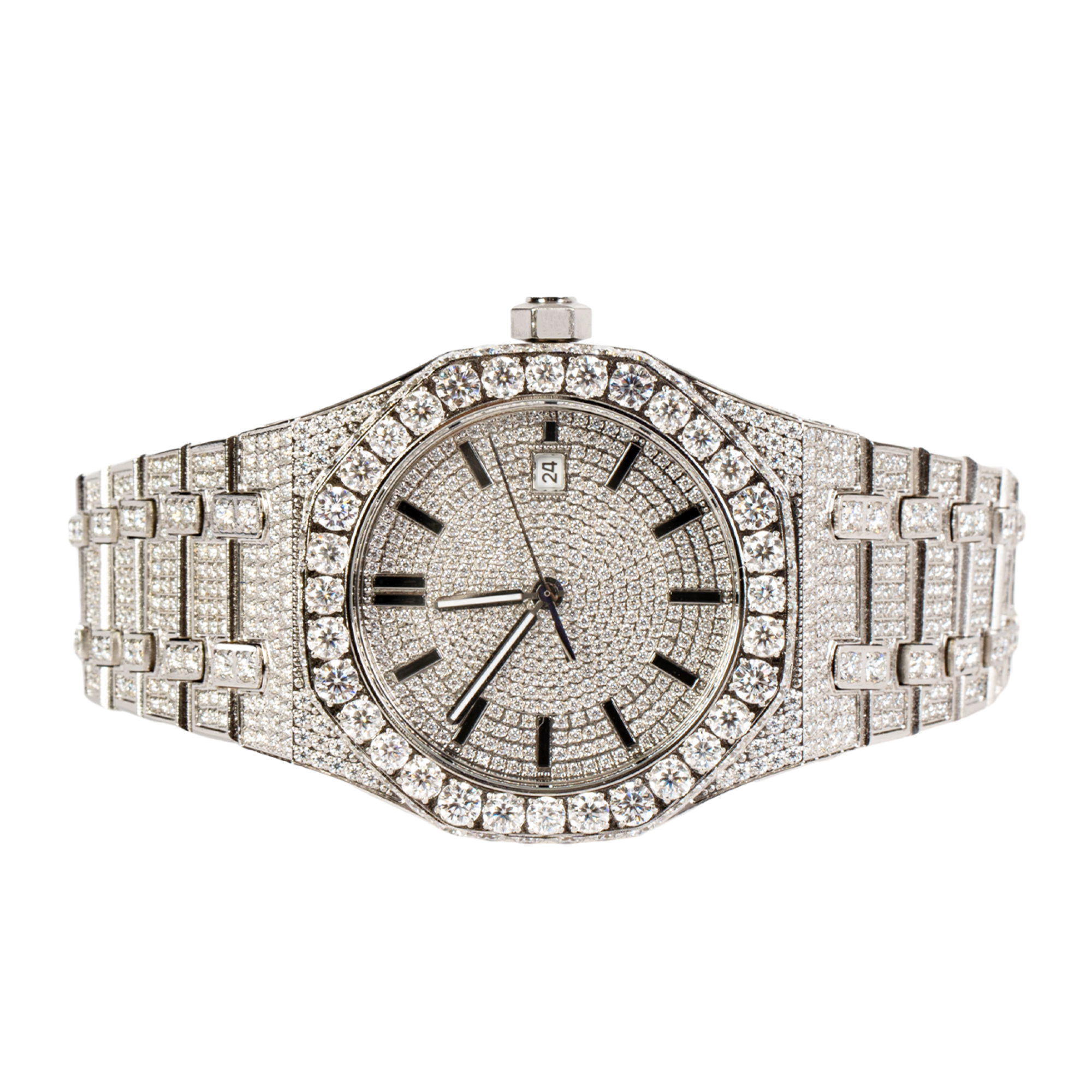 Moissanite Stainless Steel White Band Mens Watch 22-1/3 CT