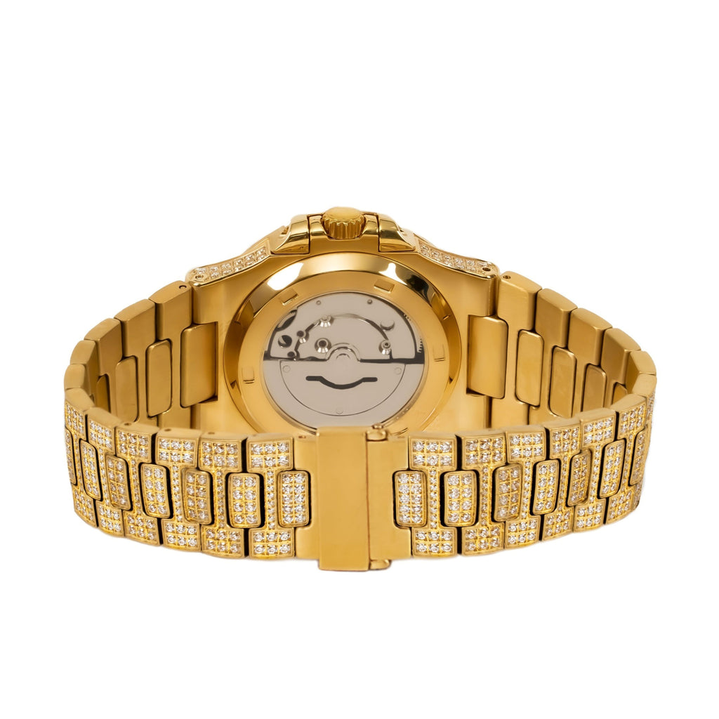 Moissanite Stainless Steel Yellow Band Mens Watch 18-1/3 Cttw