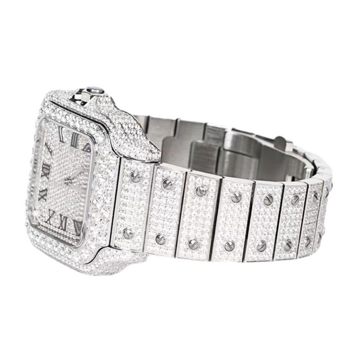 Moissanite Stainless Steel White Band Mens Watch 20-1/5 Cttw