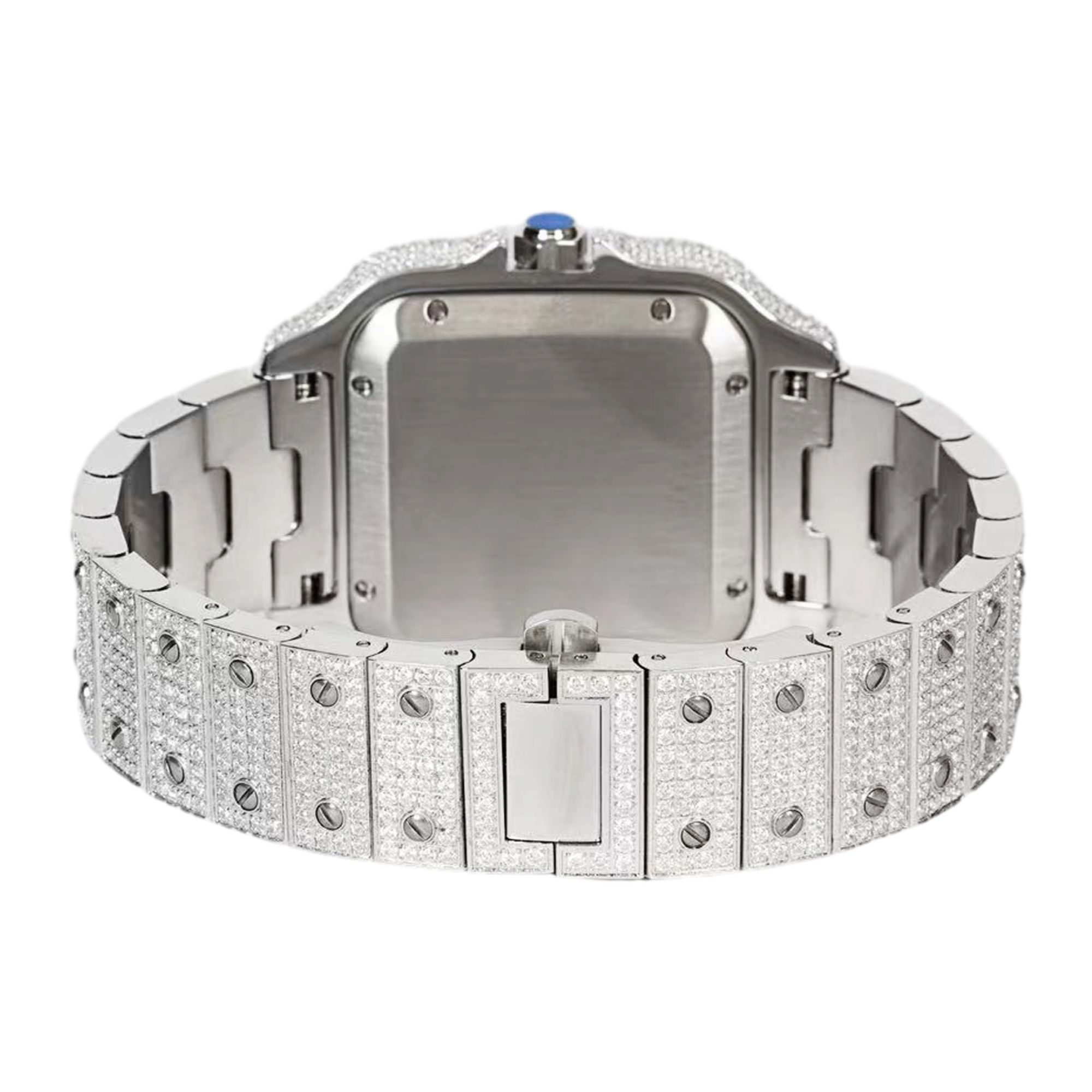 Moissanite Stainless Steel White Band Mens Watch 20-1/5 Cttw