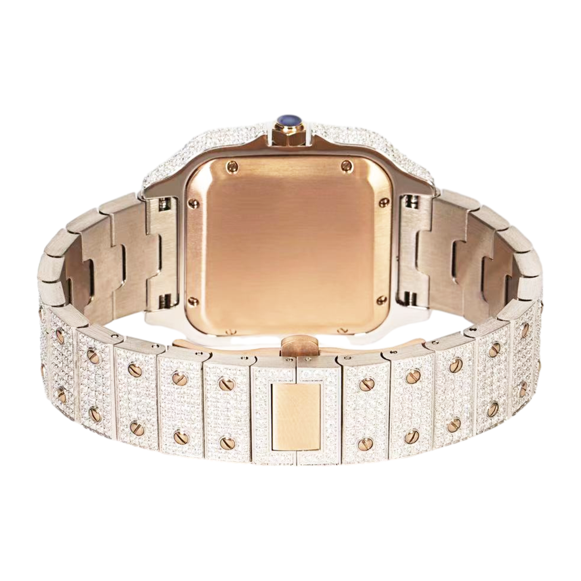 Moissanite Stainless Steel Rose Two Tone Band Mens Watch 20.20 Cttw