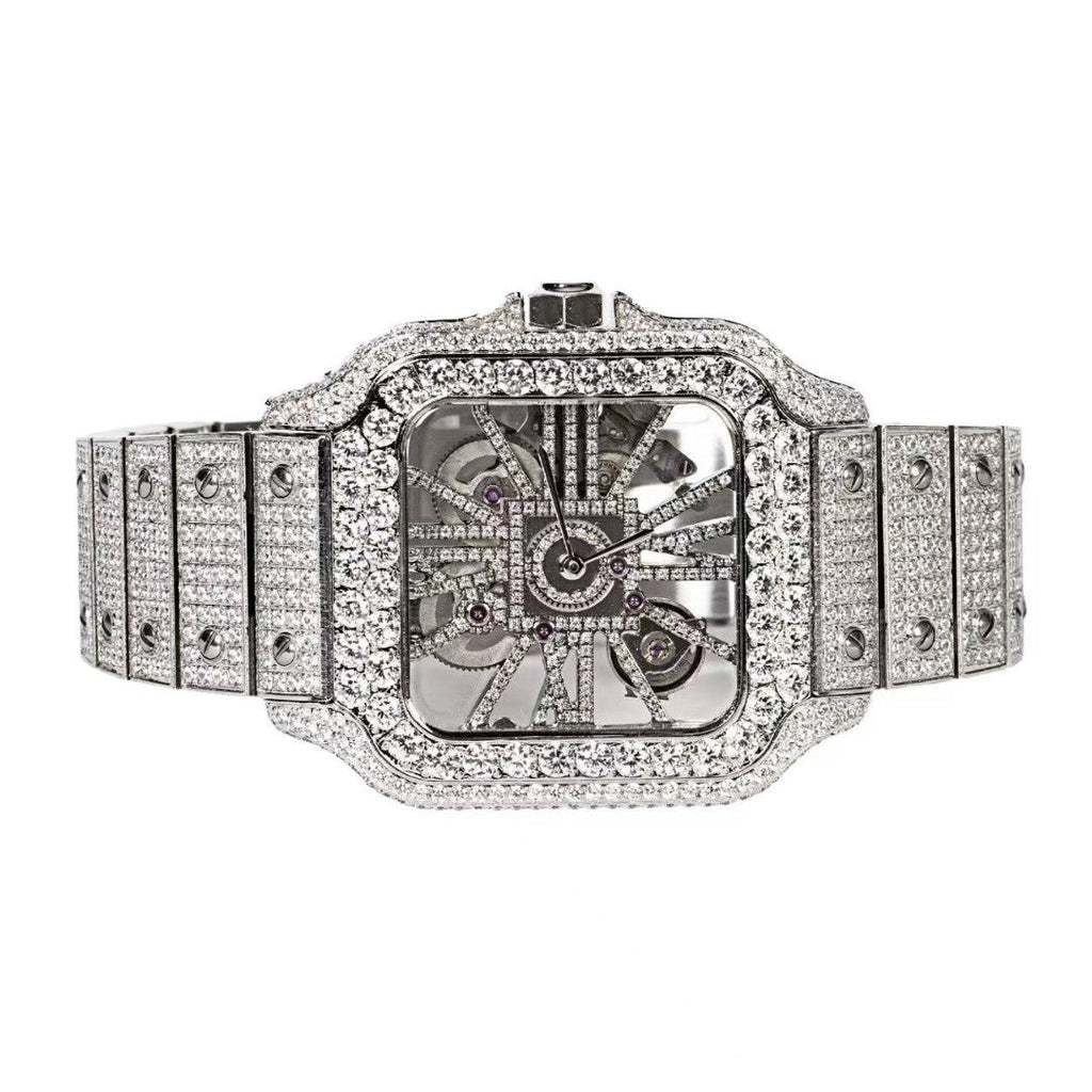 Moissanite Stainless Steel White Band Mens Watch 20-1/5 Cttw