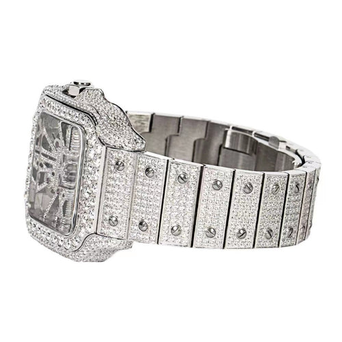 Moissanite Stainless Steel White Band Mens Watch 20-1/5 Cttw