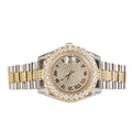 Moissanite Stainless Steel Mens Yellow White Two Tone Steel Band Watch