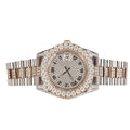 Moissanite Stainless Steel Mens Rose White Two Tone Steel Band Watch