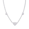 Sterling Silver Round Moissanite 15mm Heart Designer With 3mm Tennis Chain 18 Inch Necklace RP 1-1/3 Cttw