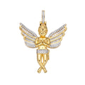 Sterling Silver Moissanite Angel Wings Religious Pendant 1-1/2 Cttw RP+GP