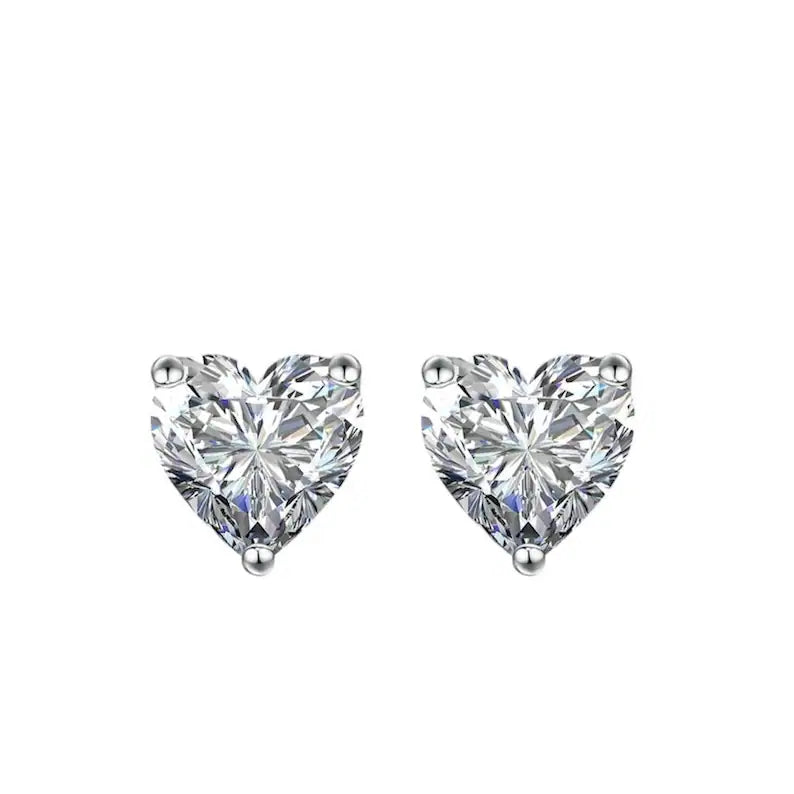 925 Sterling Silver Moissanite Stone Heart Earring