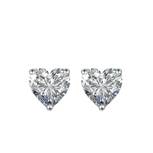 925 Sterling Silver Moissanite Stone Heart Earring