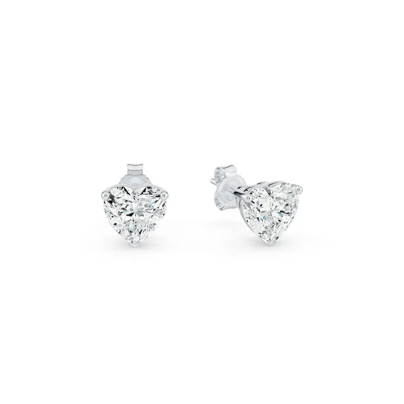925 Sterling Silver Moissanite Stone Heart Earring