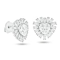 Sterling Rhodium Plated 925 Sterling Silver Moissanite Stone Heart Earring