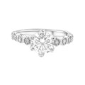 Rhodium Plated 925 Sterling Silver 1 Carat Round Moissanite and Clear CZ Ring