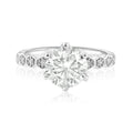 Rhodium Plated 925 Sterling Silver 2 Carat Round Moissanite and Clear CZ Ring
